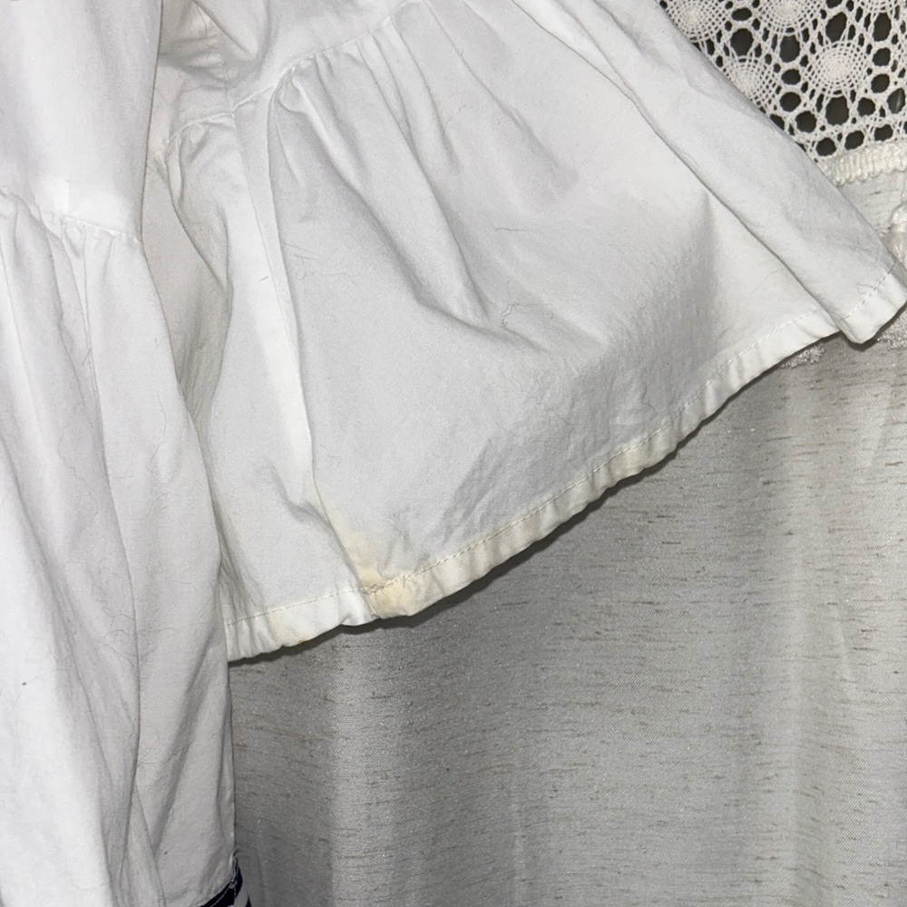 a.n.a White Off-Shoulder Embroidered Peasant Top with Navy Trim - Picture 9 of 9